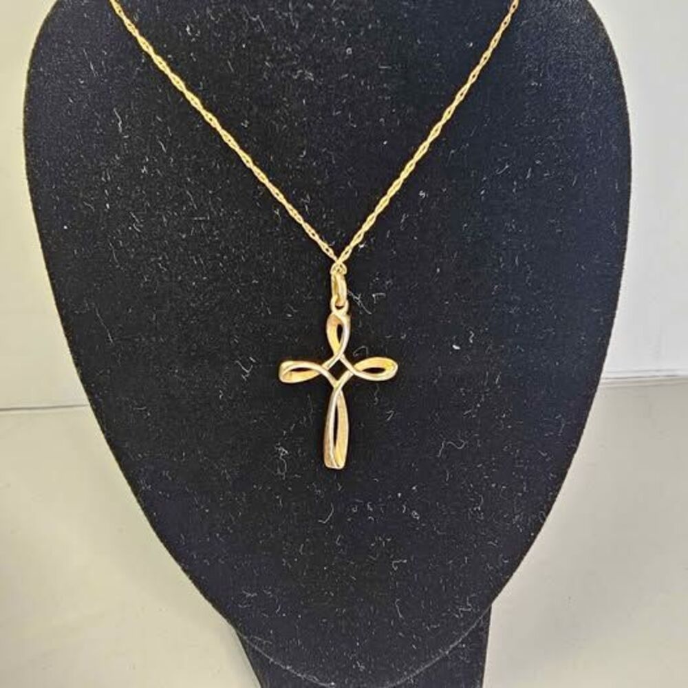 Vintage 14k Gold BAB Infinity Cross on a 20" Chain by B.A. Ballou & Co.